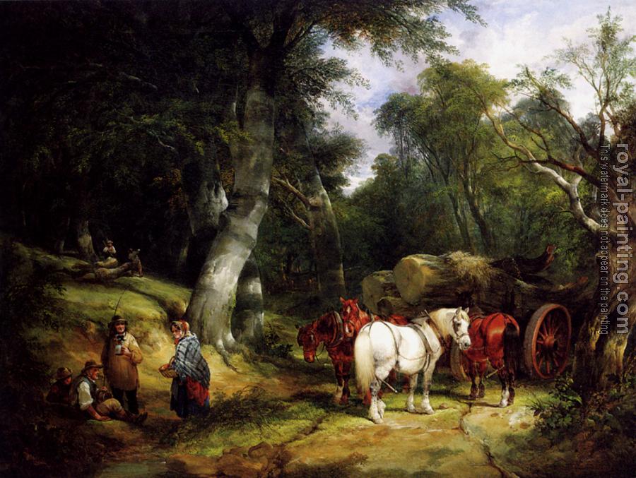 Snr William Shayer : Carting Timber In The New Forest